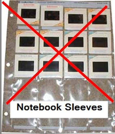 Notebook sleeves with individual slots for slides